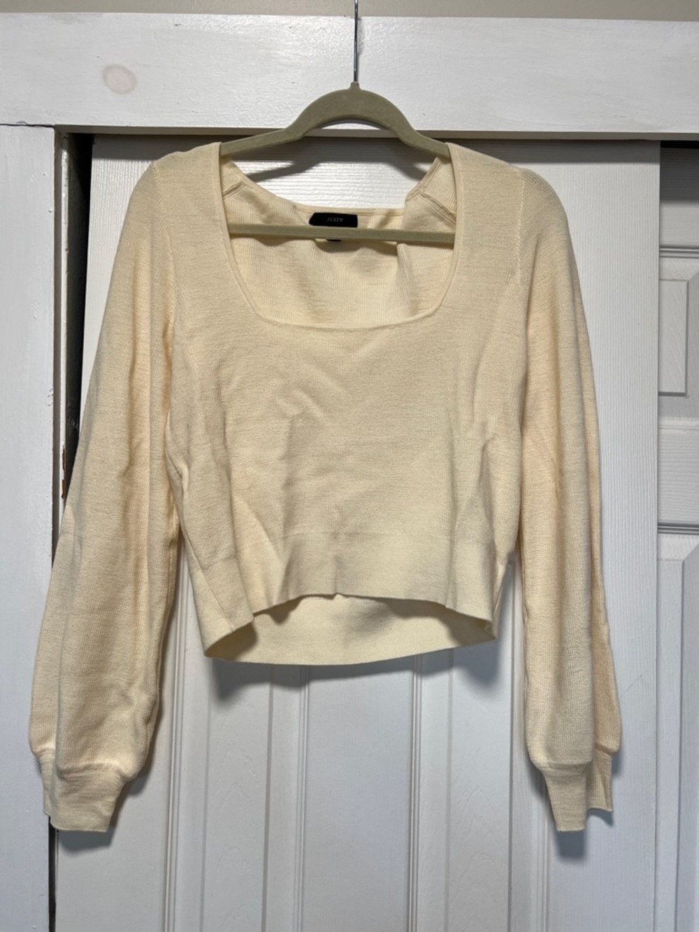 J. Crew Cream Knit Top with Square Neck